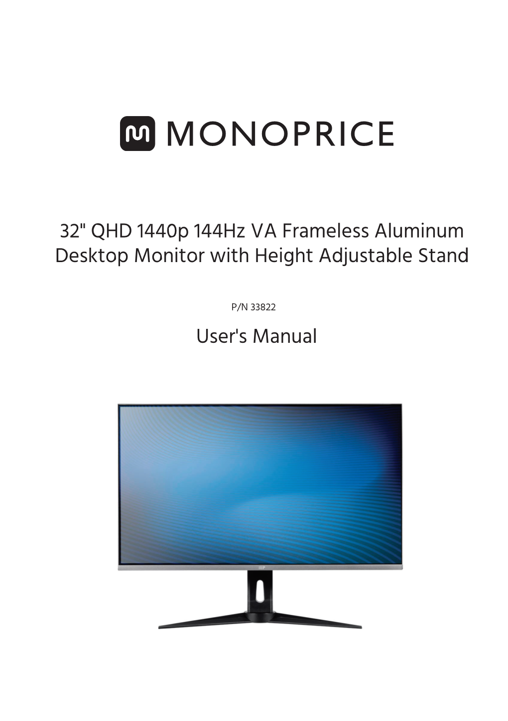 32" QHD 1440P 144Hz VA Frameless Aluminum Desktop Monitor With
