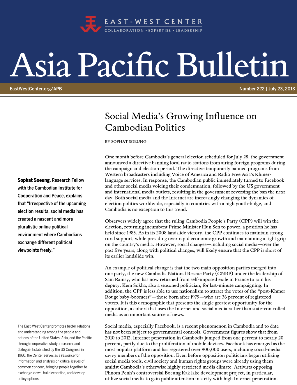 Social Media's Growing Influence on Cambodian Politics