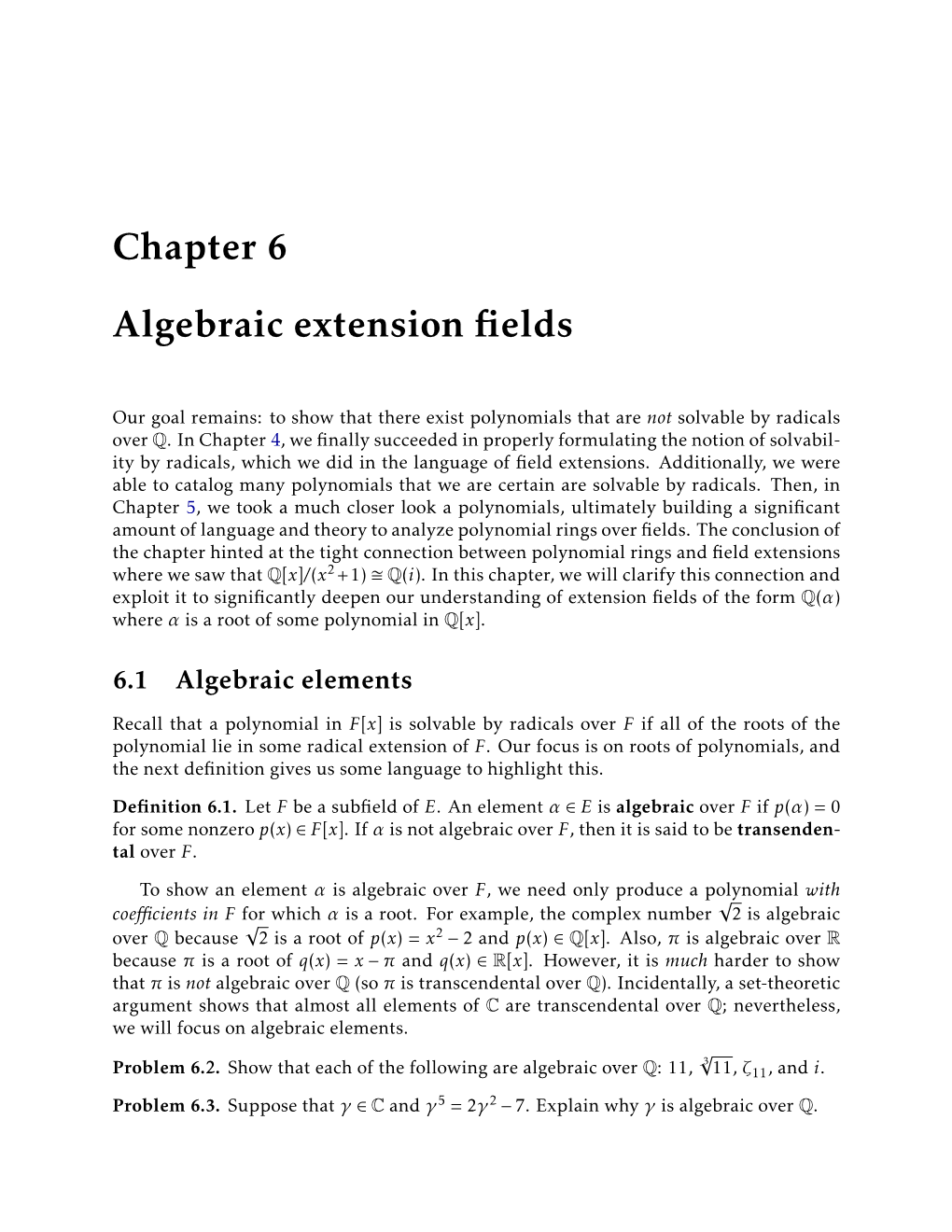 Chapter 6 Algebraic Extension Fields