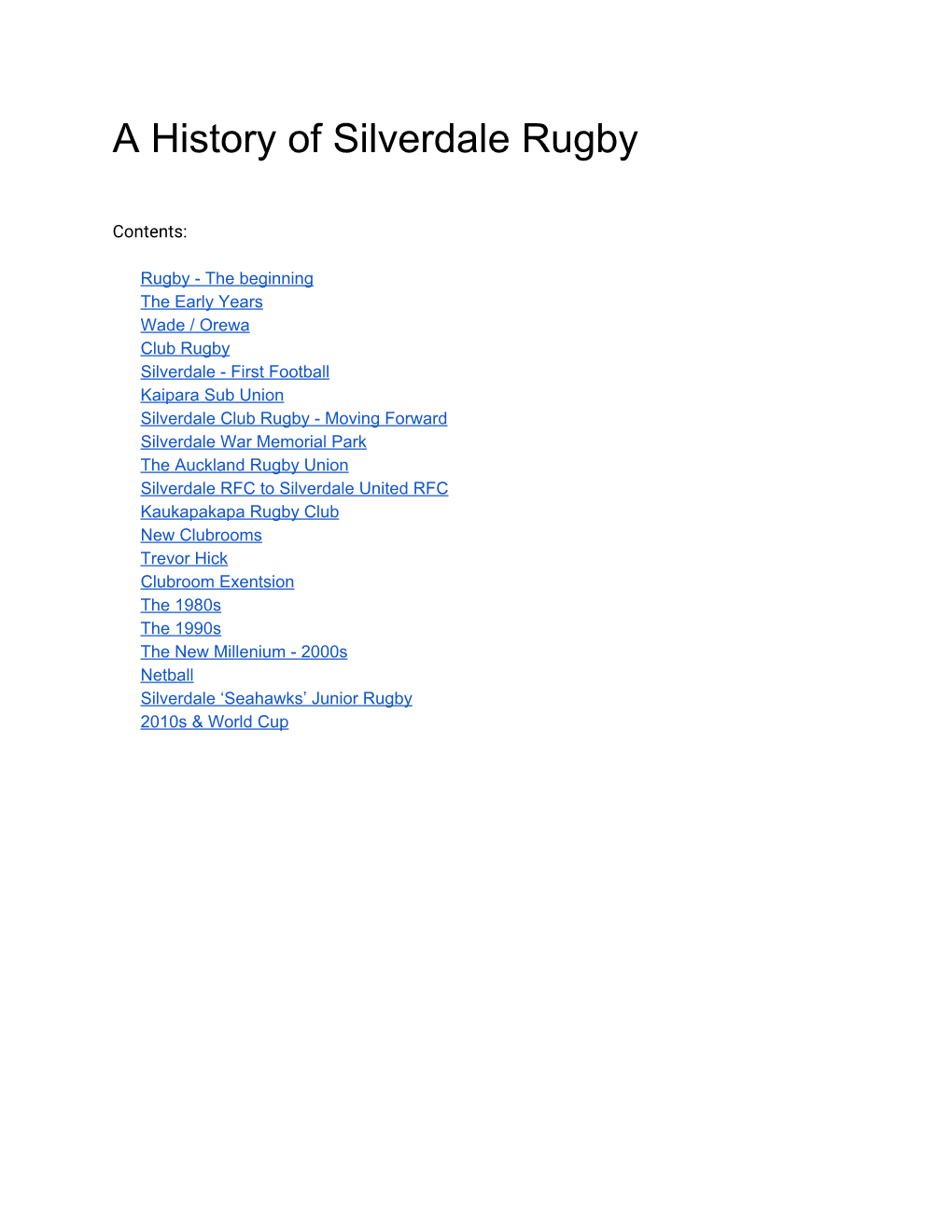 A History of Silverdale Rugby