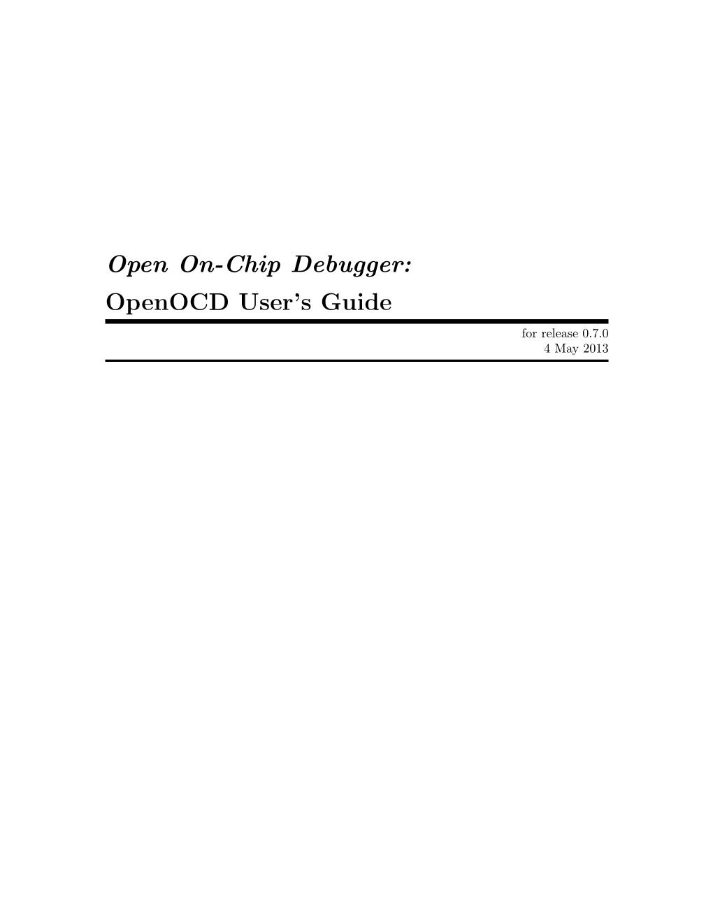 Open On-Chip Debugger: Openocd User's Guide