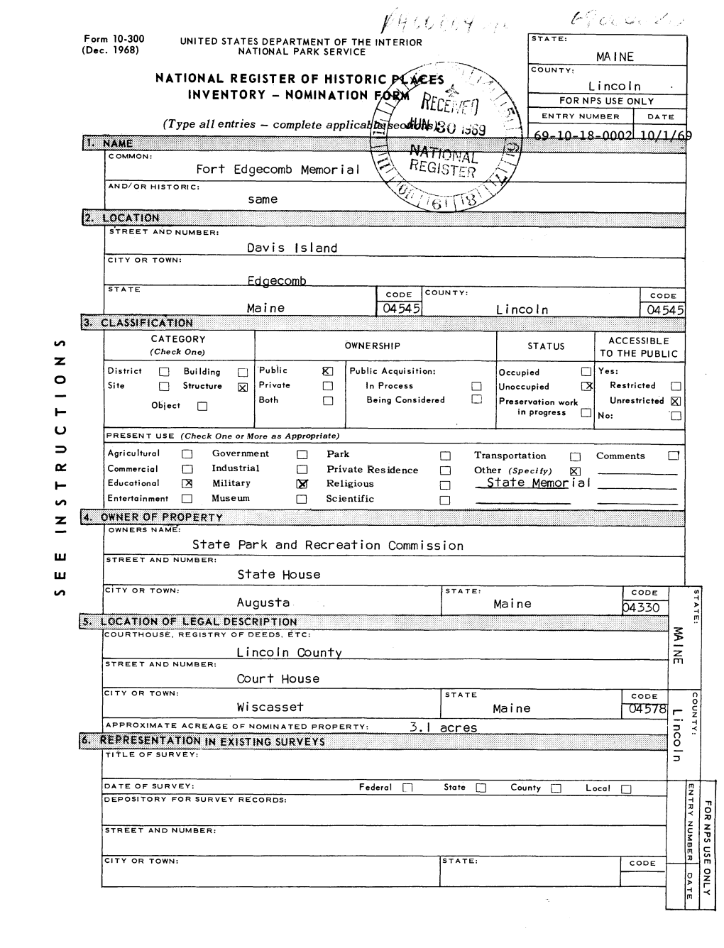 •/F A/.',-, Form 10-300 UNITED STATES DEPARTMENT of the INTERIOR (Dec