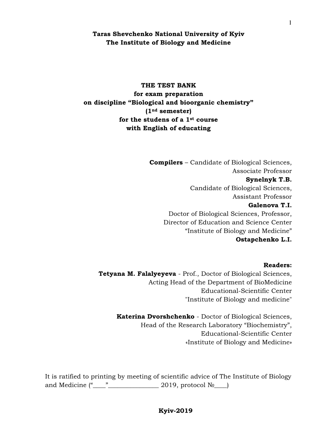 THE TEST BANK Bioorganic CHEMISTRY