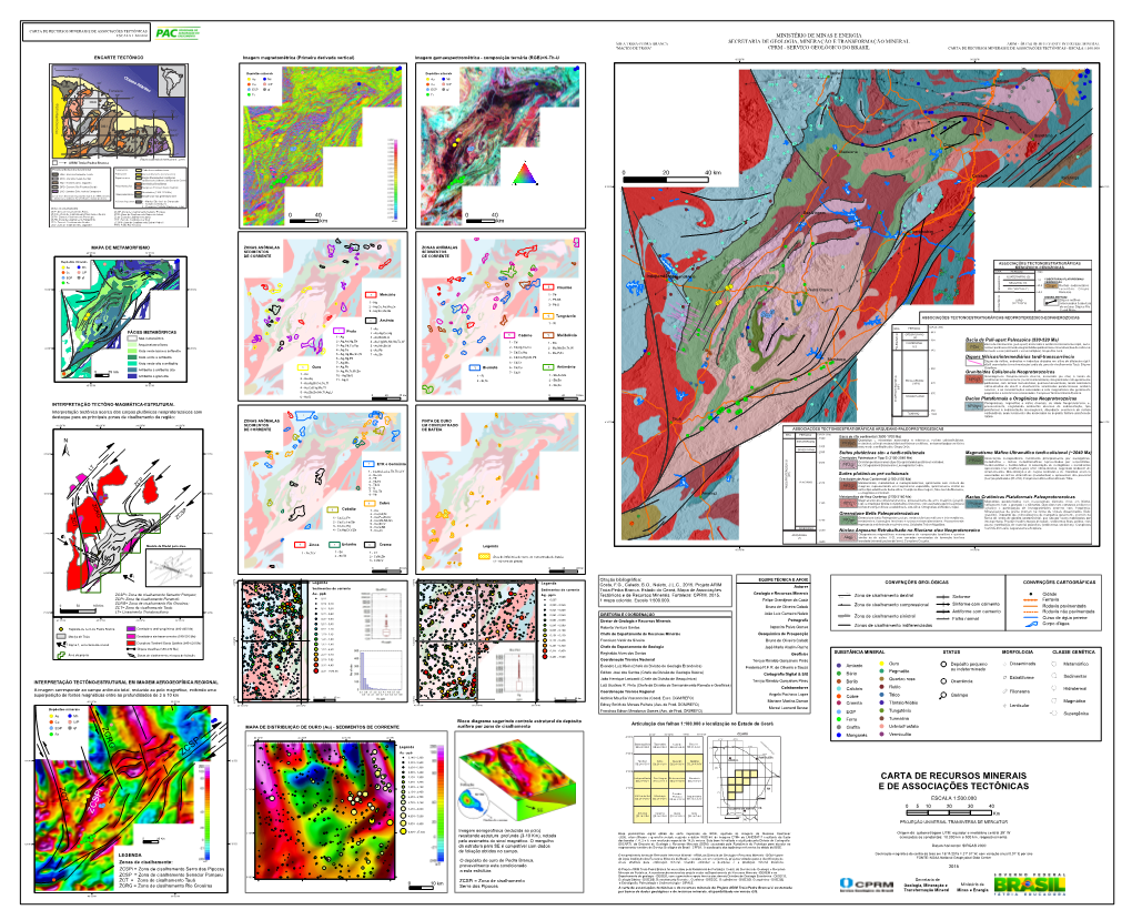 Carta De Recursos Minerais E De Associações Tectônicas Escala 1:500.000 Ministério De Minas E Energia