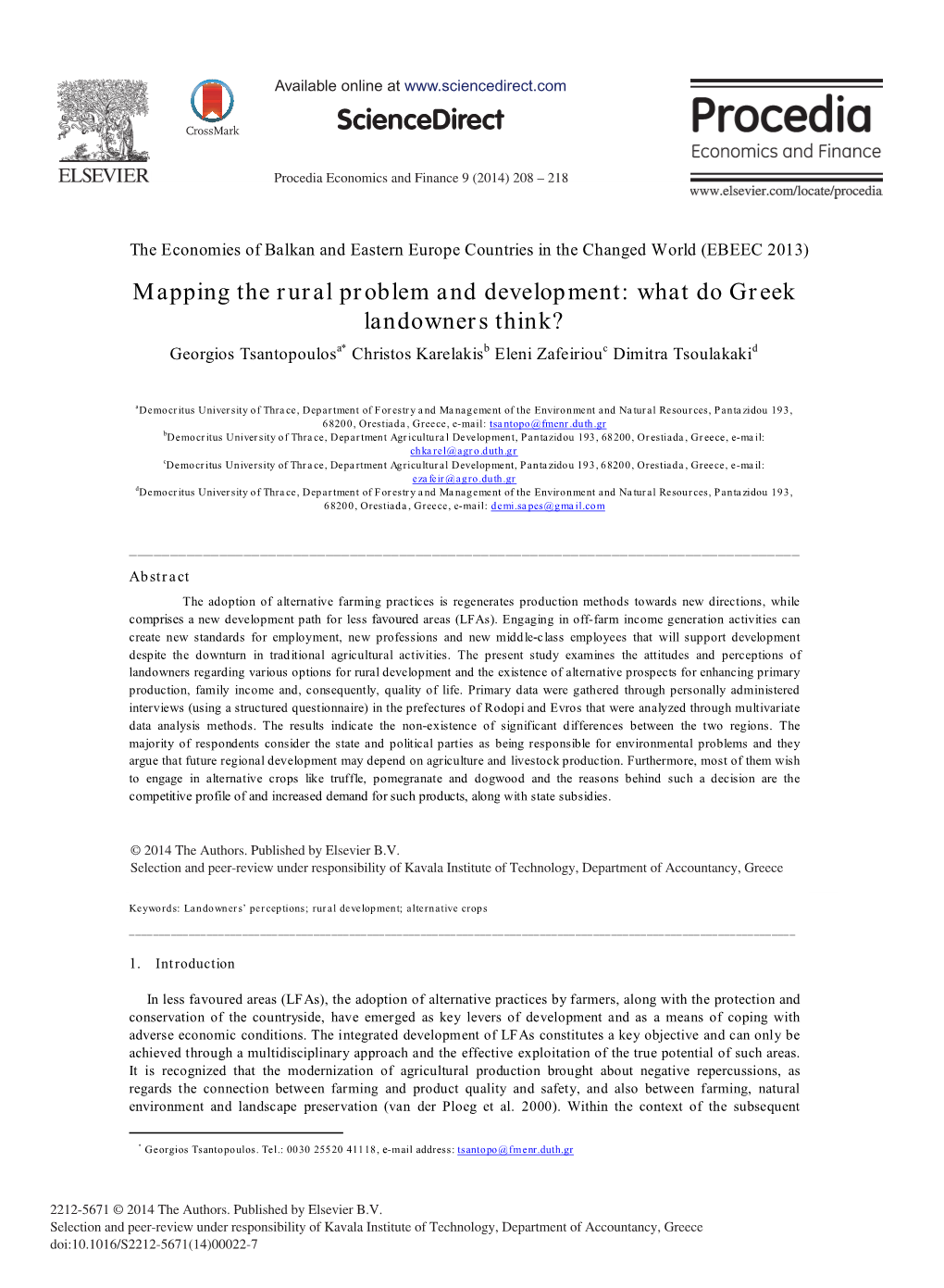 Mapping the Rural Problem and Development: What Do Greek