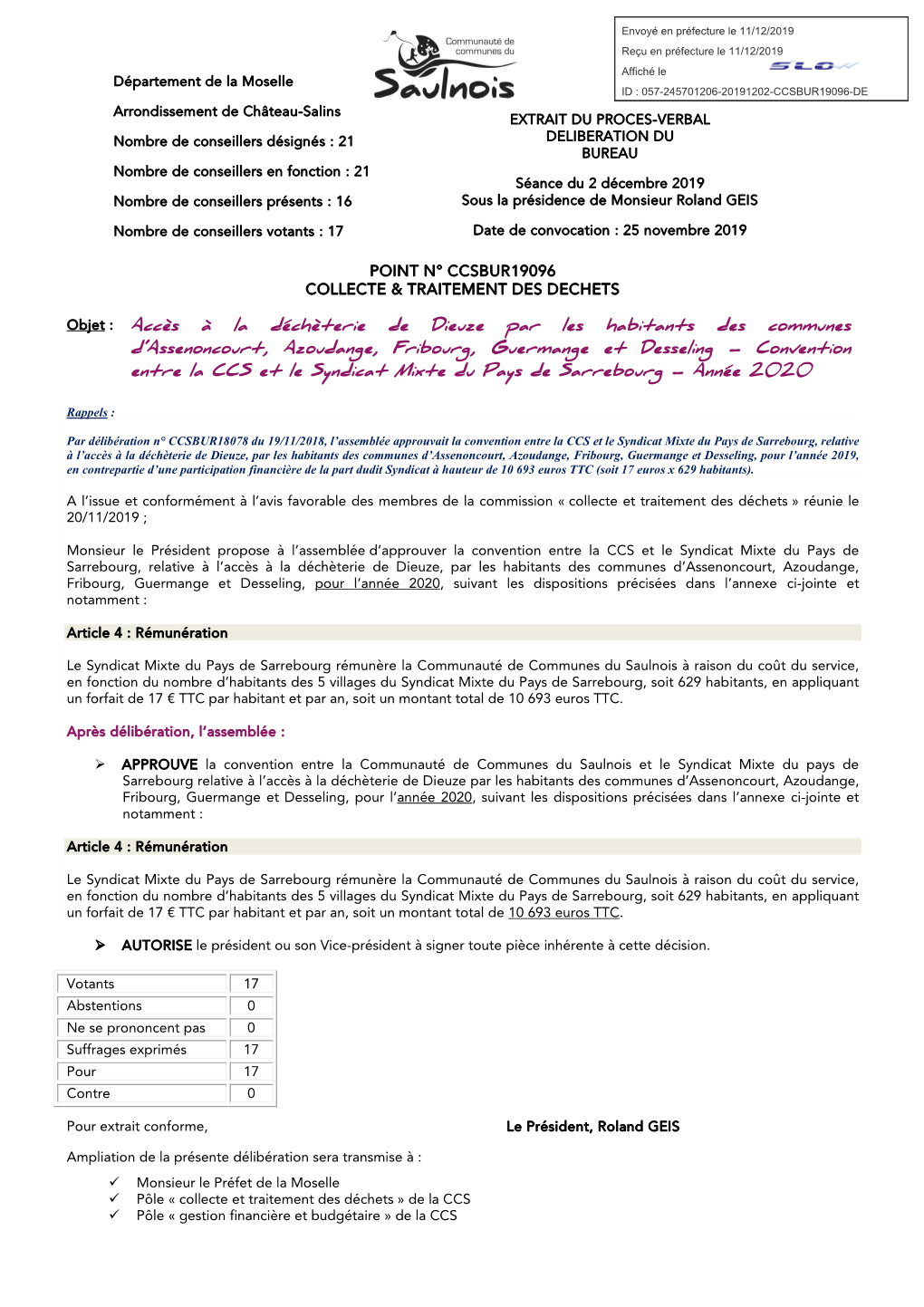 96-Accès Déchèterie Dieuze Par Des Communes Du Syndicat Mixte Du Pays De Sarrebourg-Convent