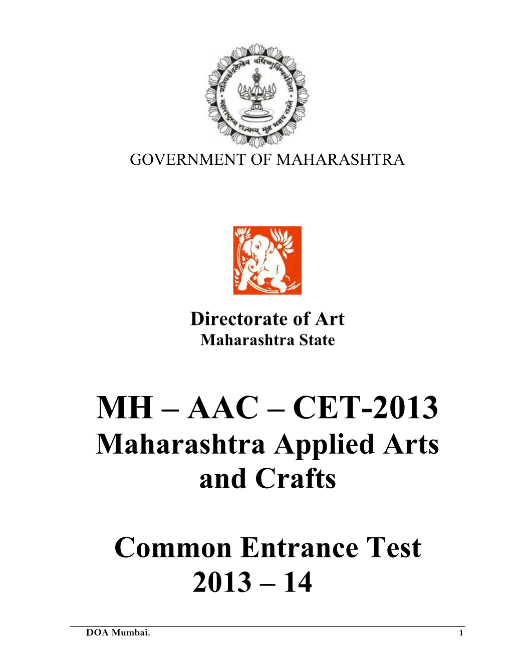 MH – AAC – CET-2013 Maharashtra Applied Arts and Crafts