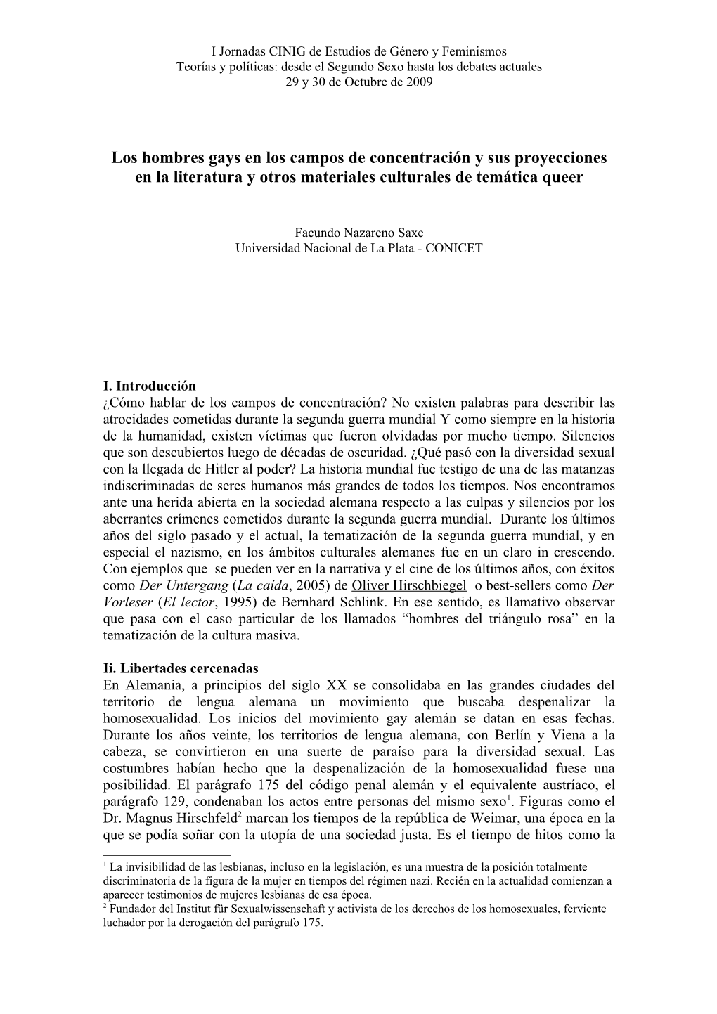 Los Hombres Gays En Los Campos De Concentración Y Sus Proyecciones En La Literatura Y Otros Materiales Culturales De Temática Queer