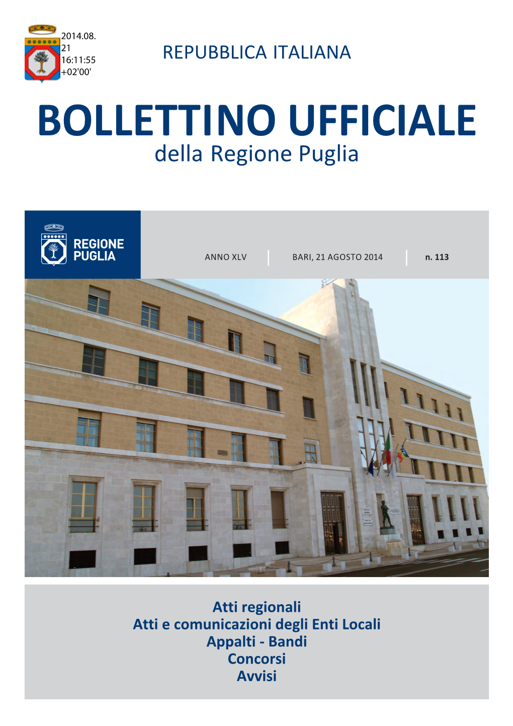 BOLLETTINO UFFICIALE Della Regione Puglia