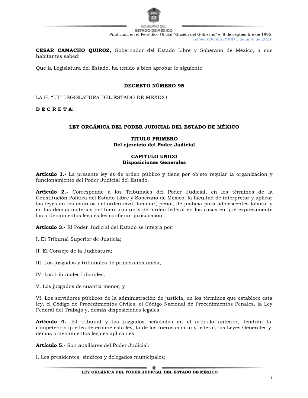 Ley Orgánica Del Poder Judicial Del Estado De México