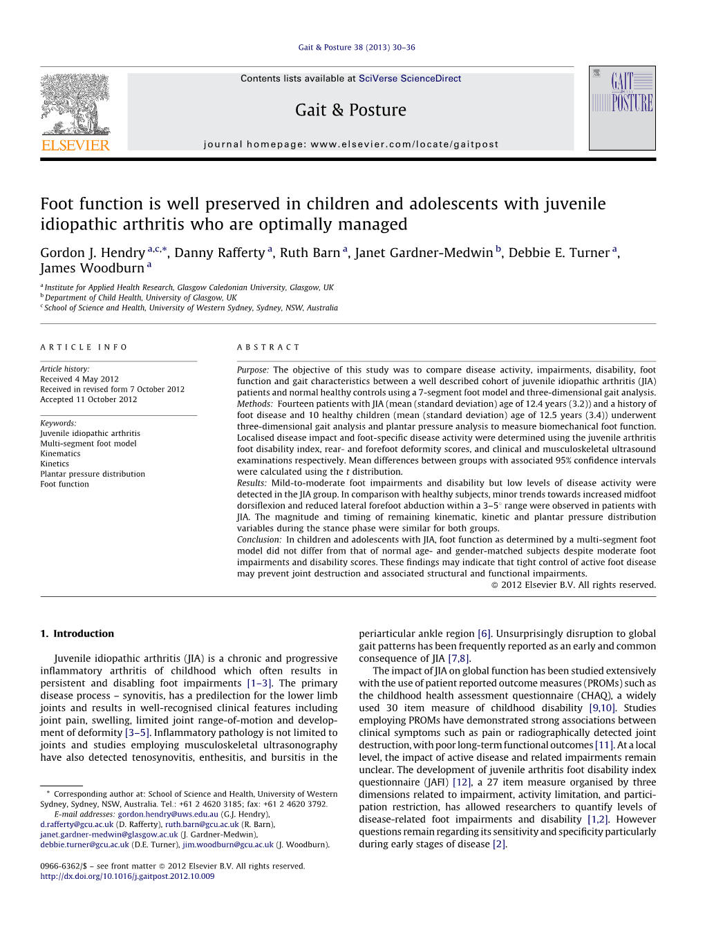 Foot Function Is Well Preserved in Children and Adolescents with Juvenile Idiopathic Arthritis Who Are Optimally Managed