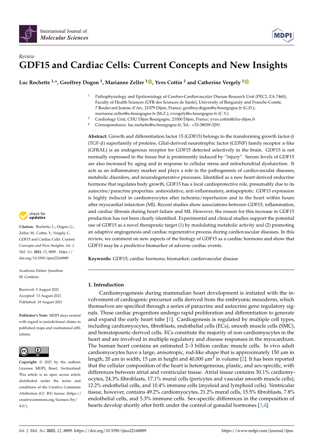 GDF15 and Cardiac Cells: Current Concepts and New Insights