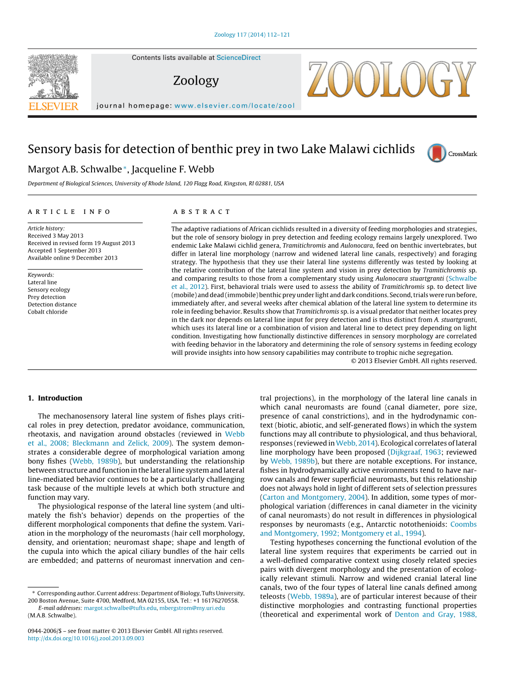 Sensory Basis for Detection of Benthic Prey in Two Lake Malawi Cichlids