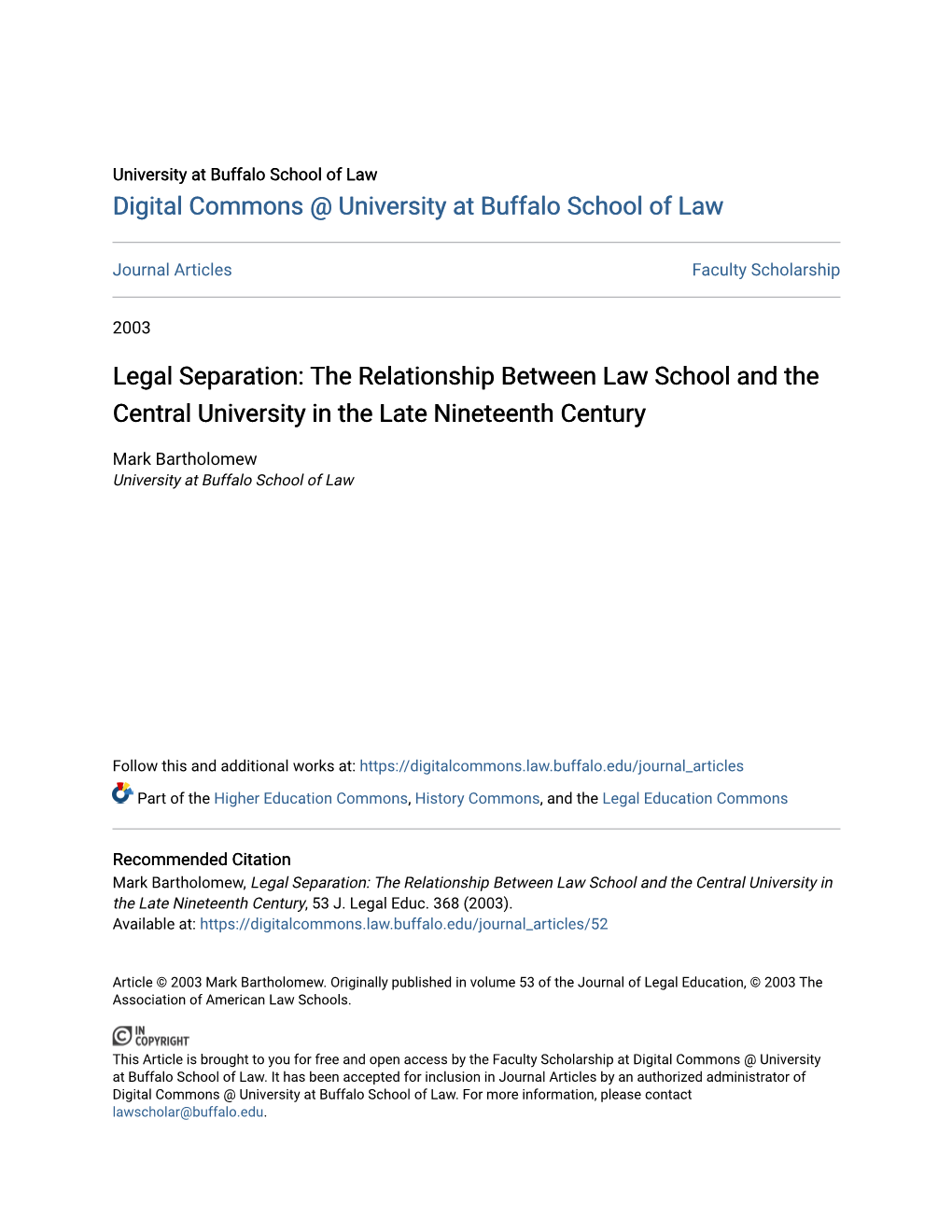 The Relationship Between Law School and the Central University in the Late Nineteenth Century