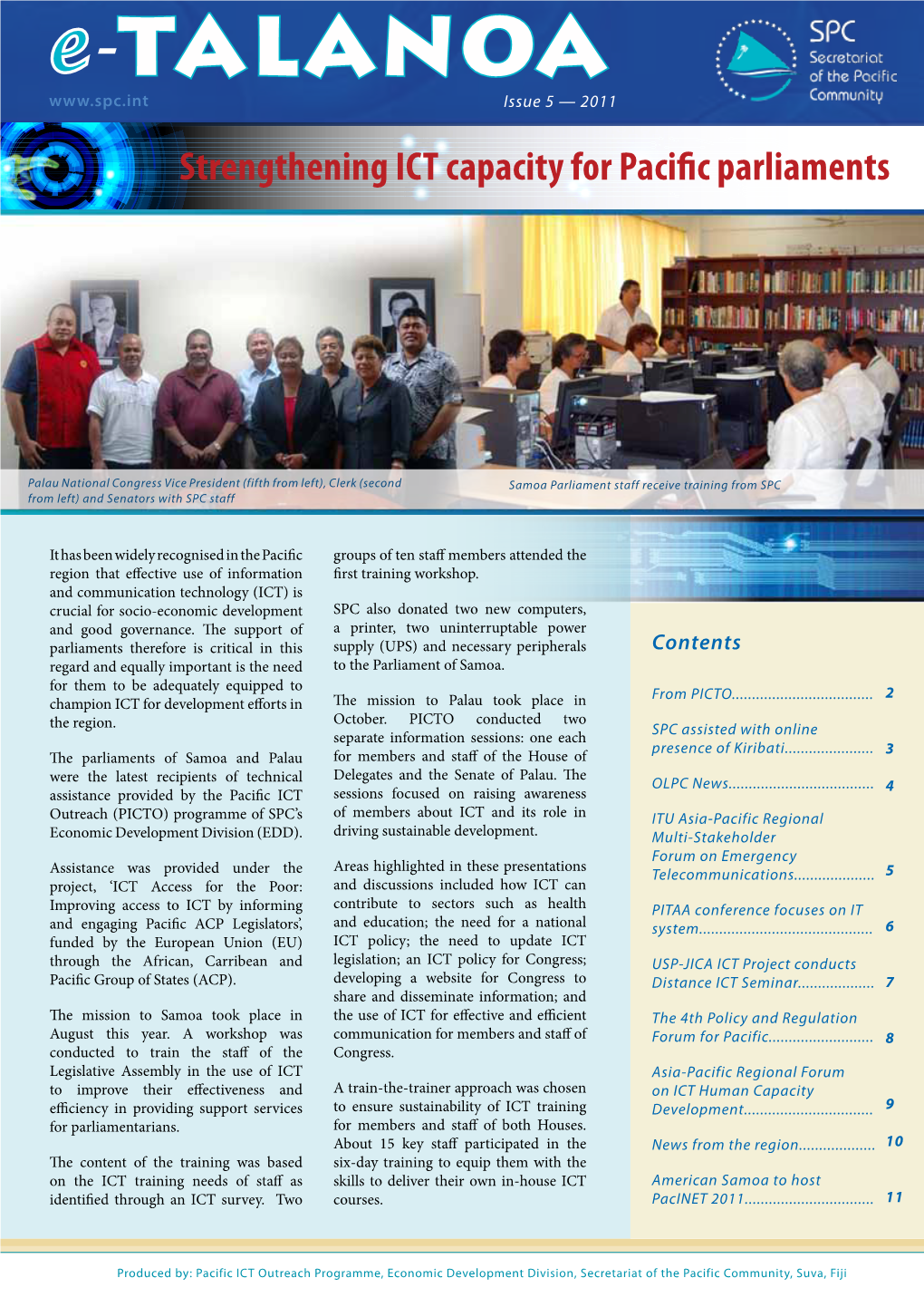 E-TALANOA Issue 5 — 2011 Strengthening ICT Capacity for Pacific Parliaments