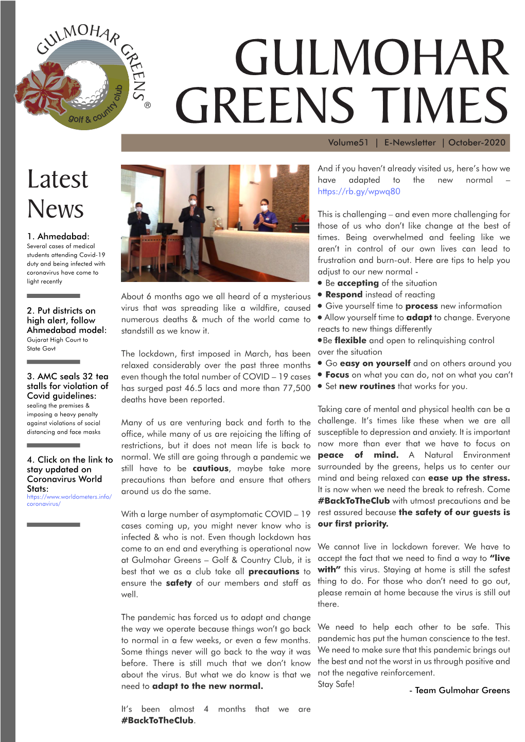 GULMOHAR GREENS TIMES Volume51 | E-Newsletter | October-2020