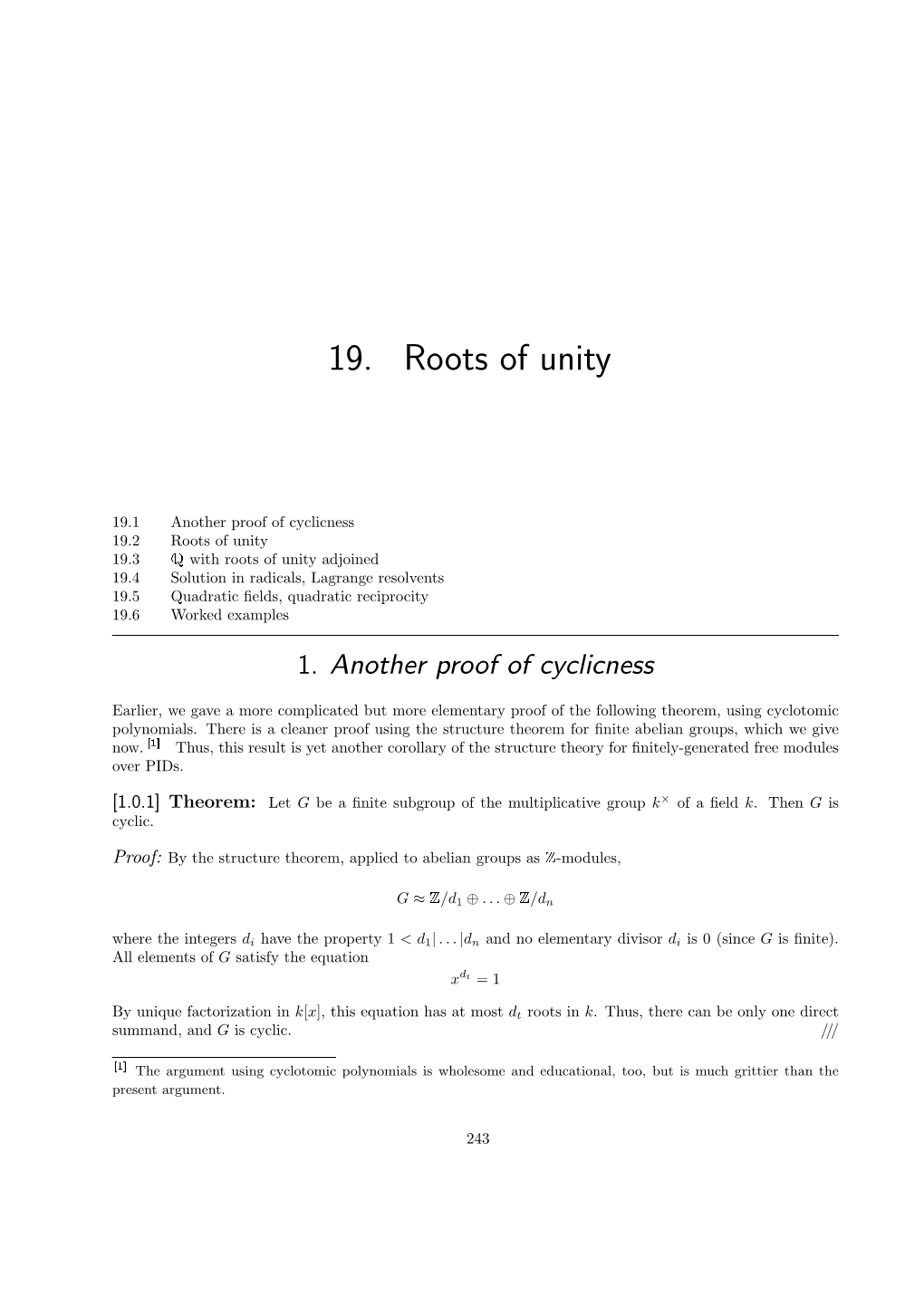 19. Roots of Unity