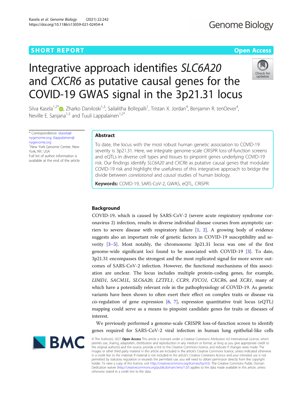 Integrative Approach Identifies SLC6A20 and CXCR6 As Putative