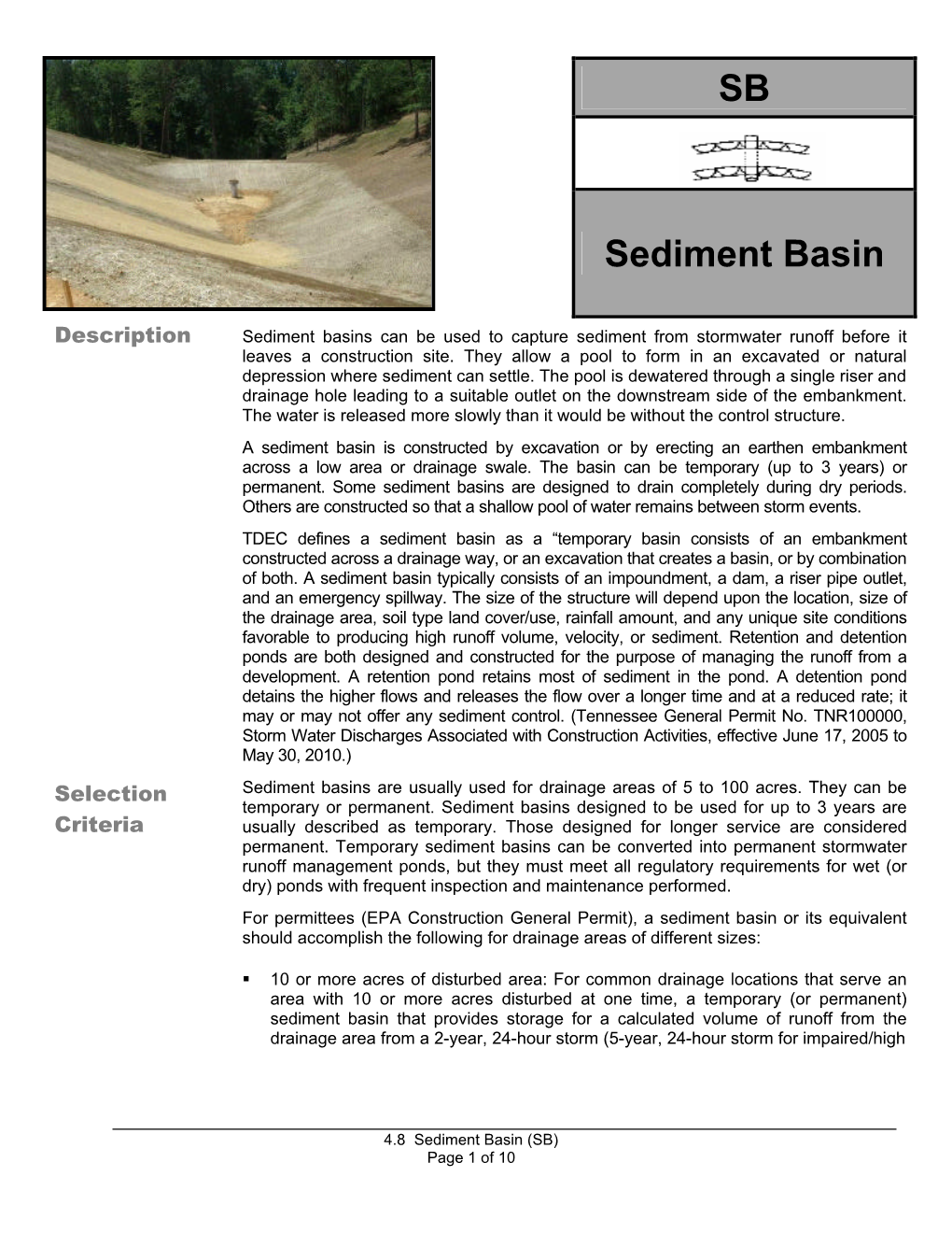 Sediment Basin