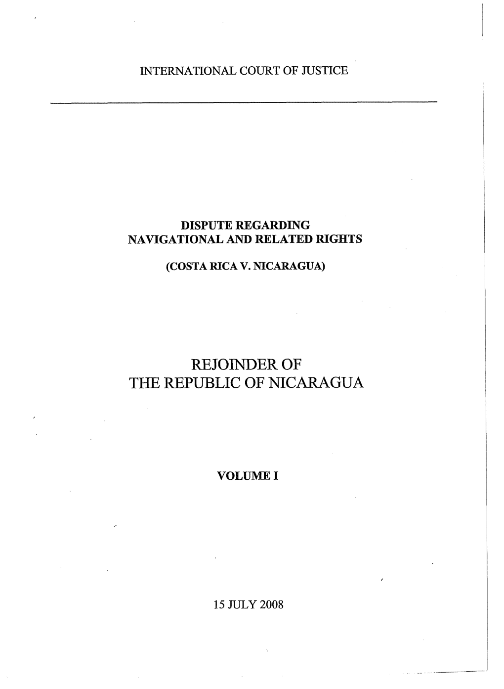 Rejoinder of the Republic of Nicaragua