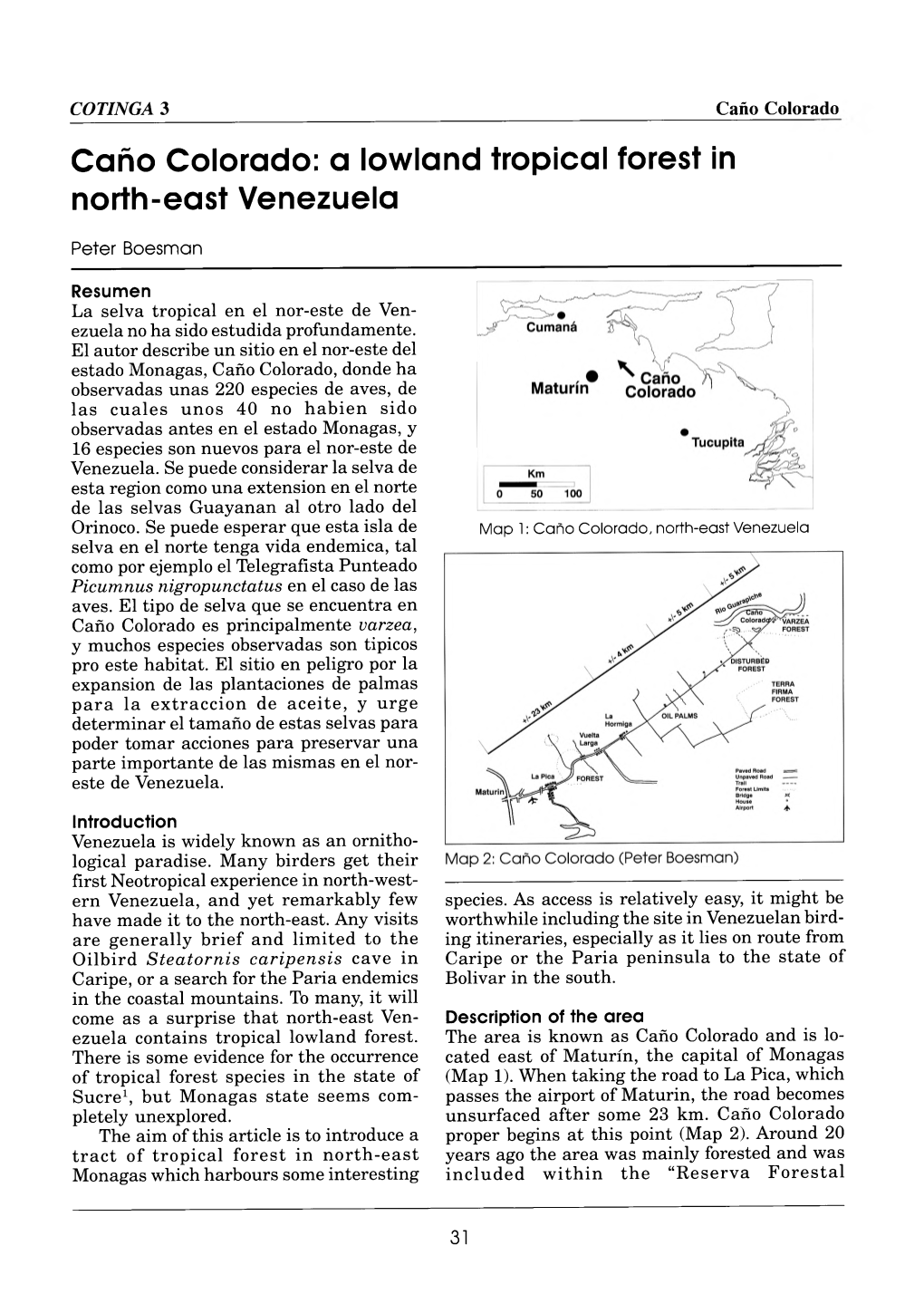 Caño Colorado: a Lowland Tropical Forest in North-East Venezuela