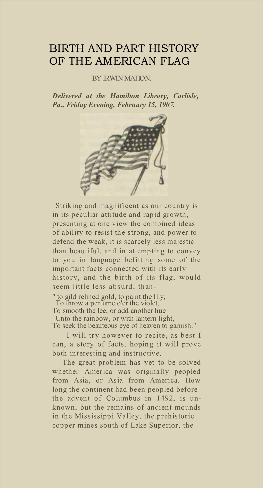 Birth and Part History of the American Flag