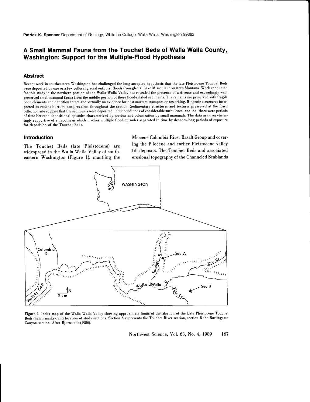 A Small Mammal Fauna from the Touchet Beds of Walla Walla