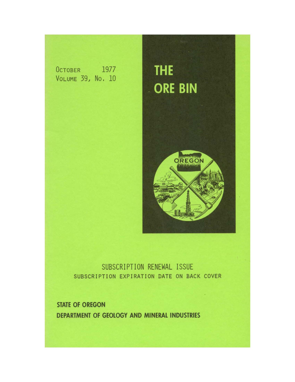 Ore Bin / Oregon Geology Magazine / Journal