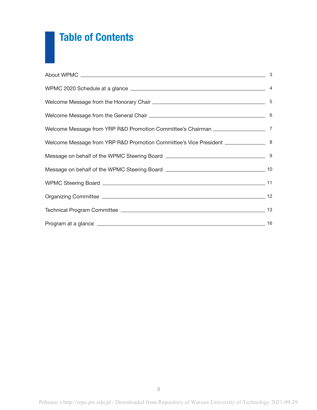 WPMC 2020 Schedule at a Glance 4