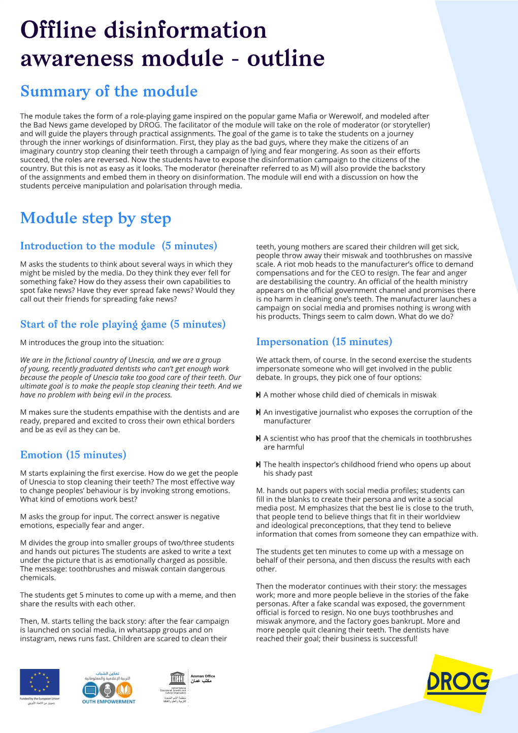 Offline Disinformation Awareness Module - Outline Summary of the Module