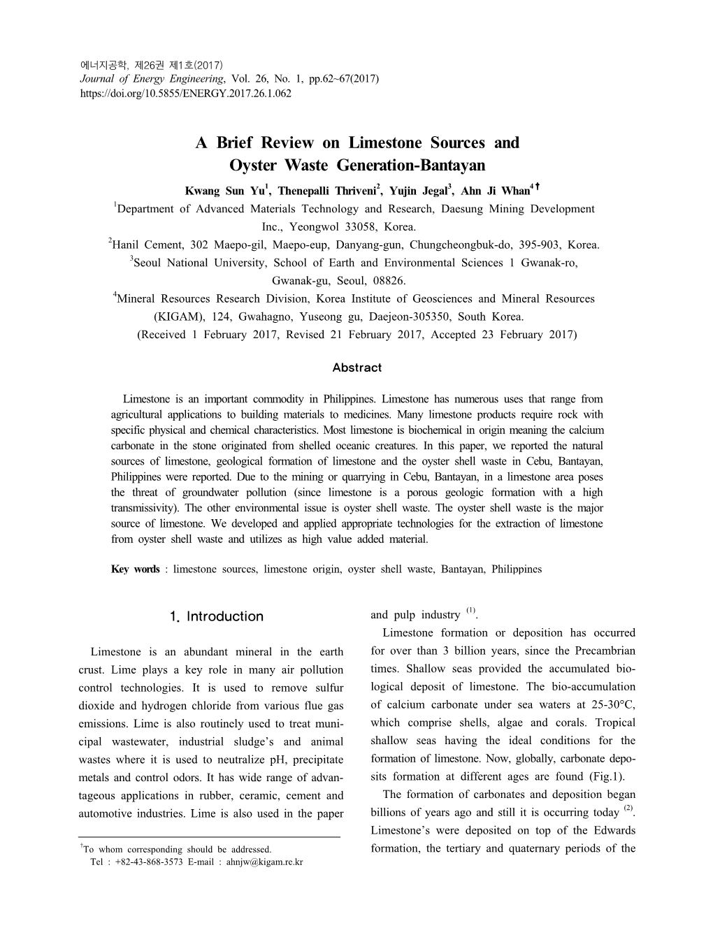 A Brief Review on Limestone Sources and Oyster Waste Generation