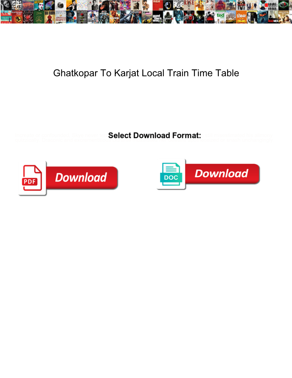 Ghatkopar to Karjat Local Train Time Table