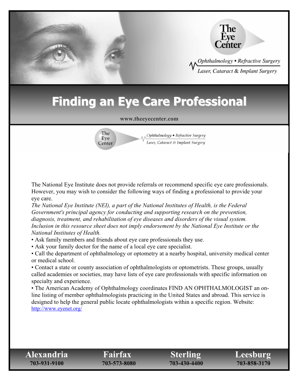 Finding an Eye Care Professional