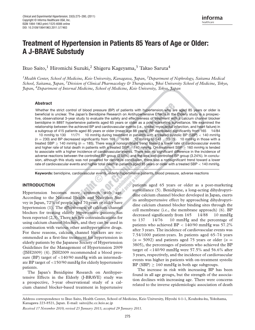 A J-BRAVE Substudy