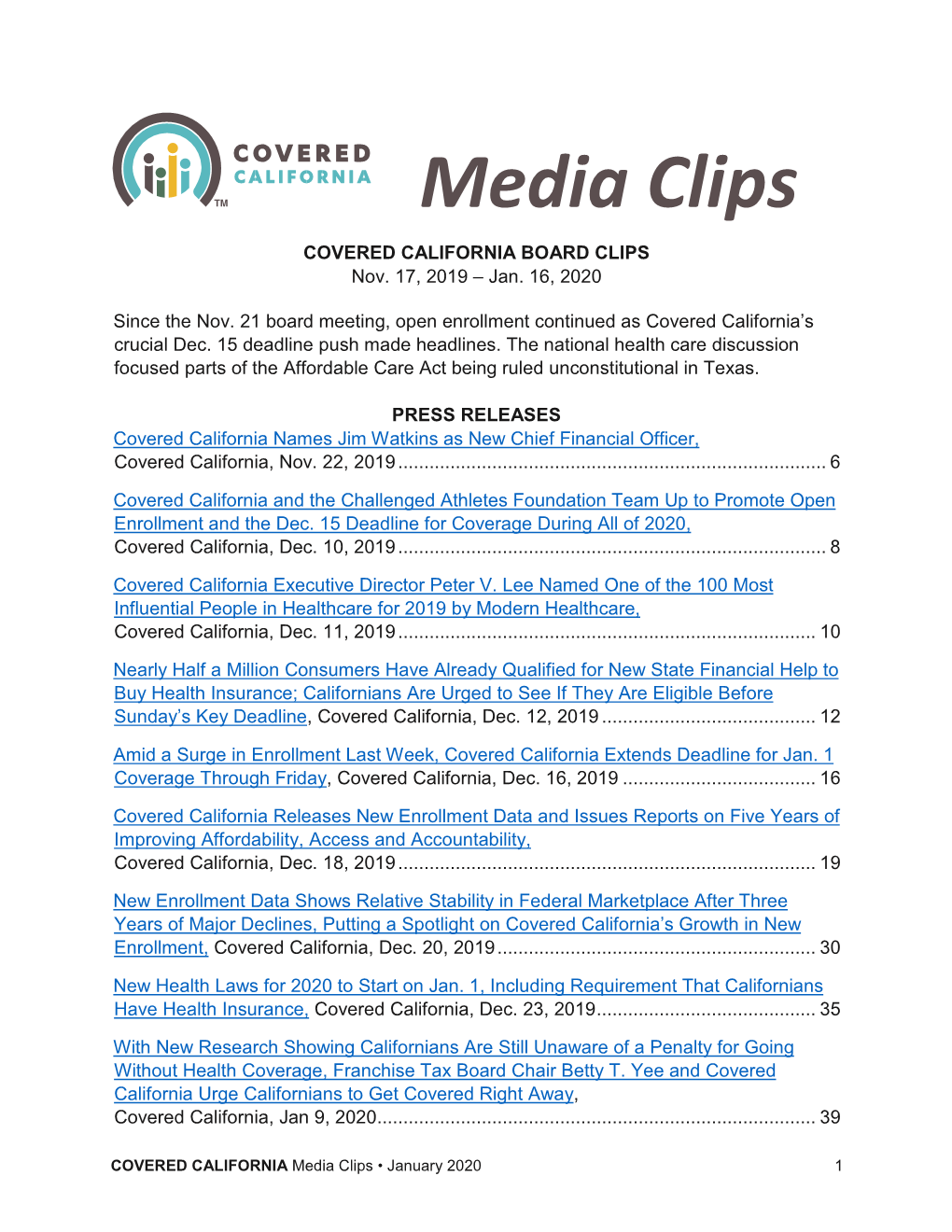 COVERED CALIFORNIA BOARD CLIPS Nov