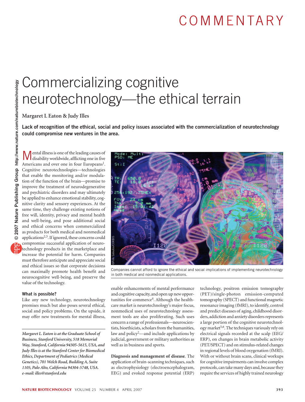 Commercializing Cognitive Neurotechnology—The Ethical Terrain