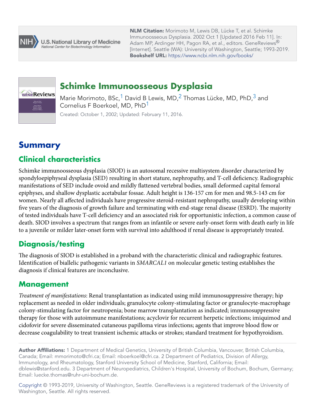 Schimke Immunoosseous Dysplasia