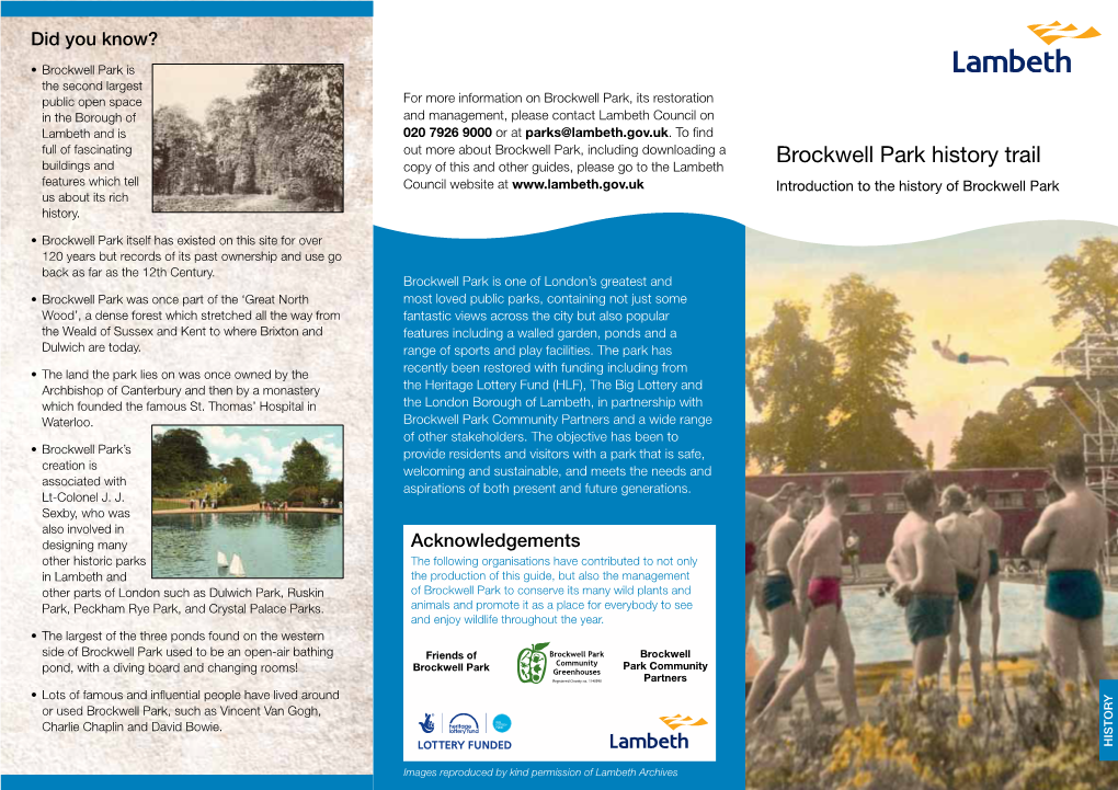 History of Brockwell Park Us About Its Rich History