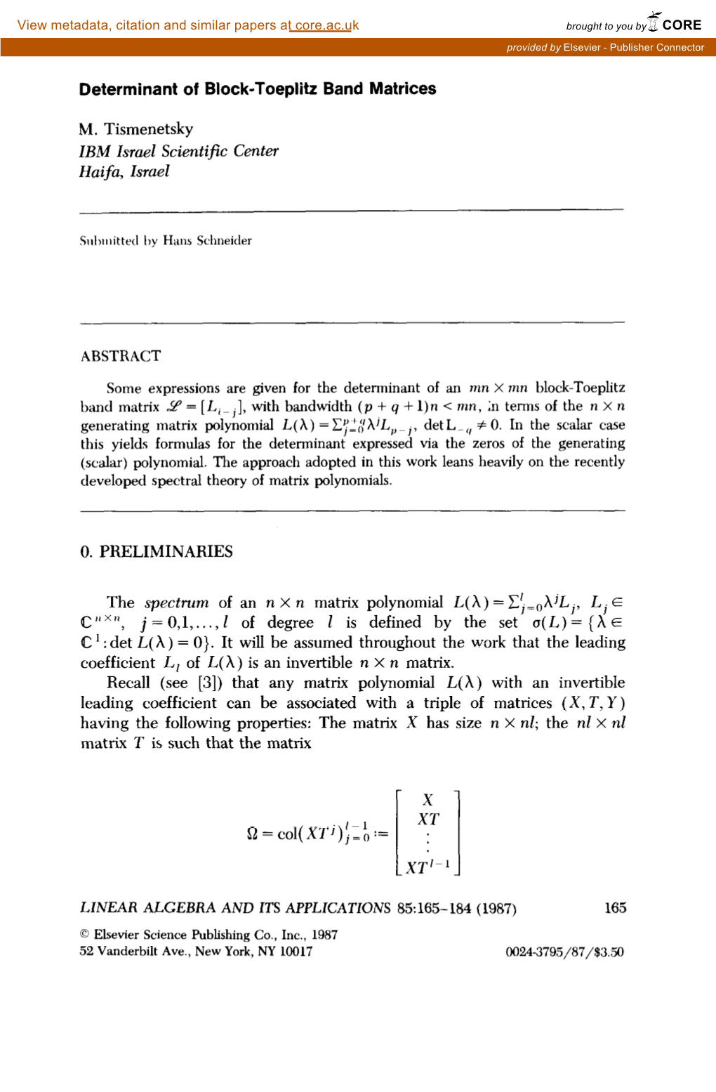 Determinant of Block-Toeplitz Band Matrices