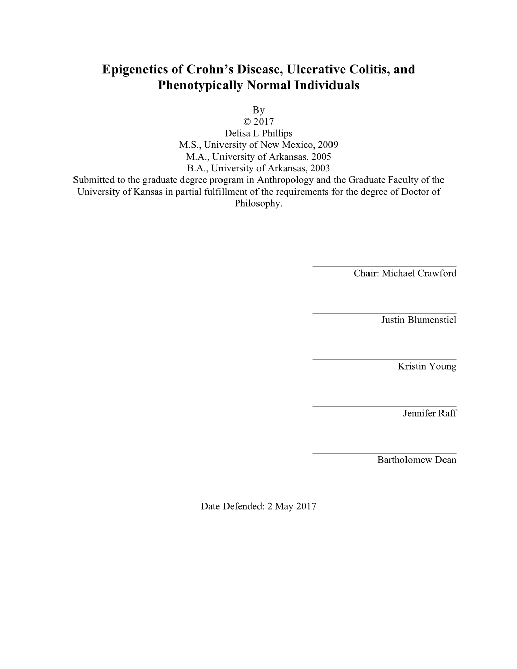 Epigenetics of Crohn's Disease, Ulcerative Colitis, And