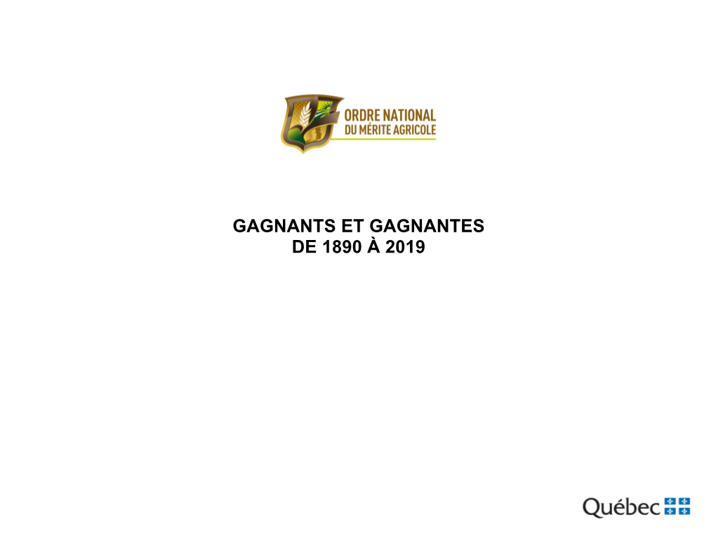 Historique Des Gagnant Et Gagnantes De 1890 À 2019