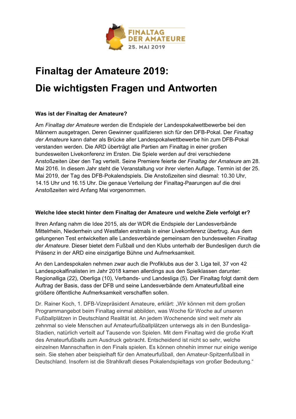 Finaltag Der Amateure 2019: Die Wichtigsten Fragen Und Antworten