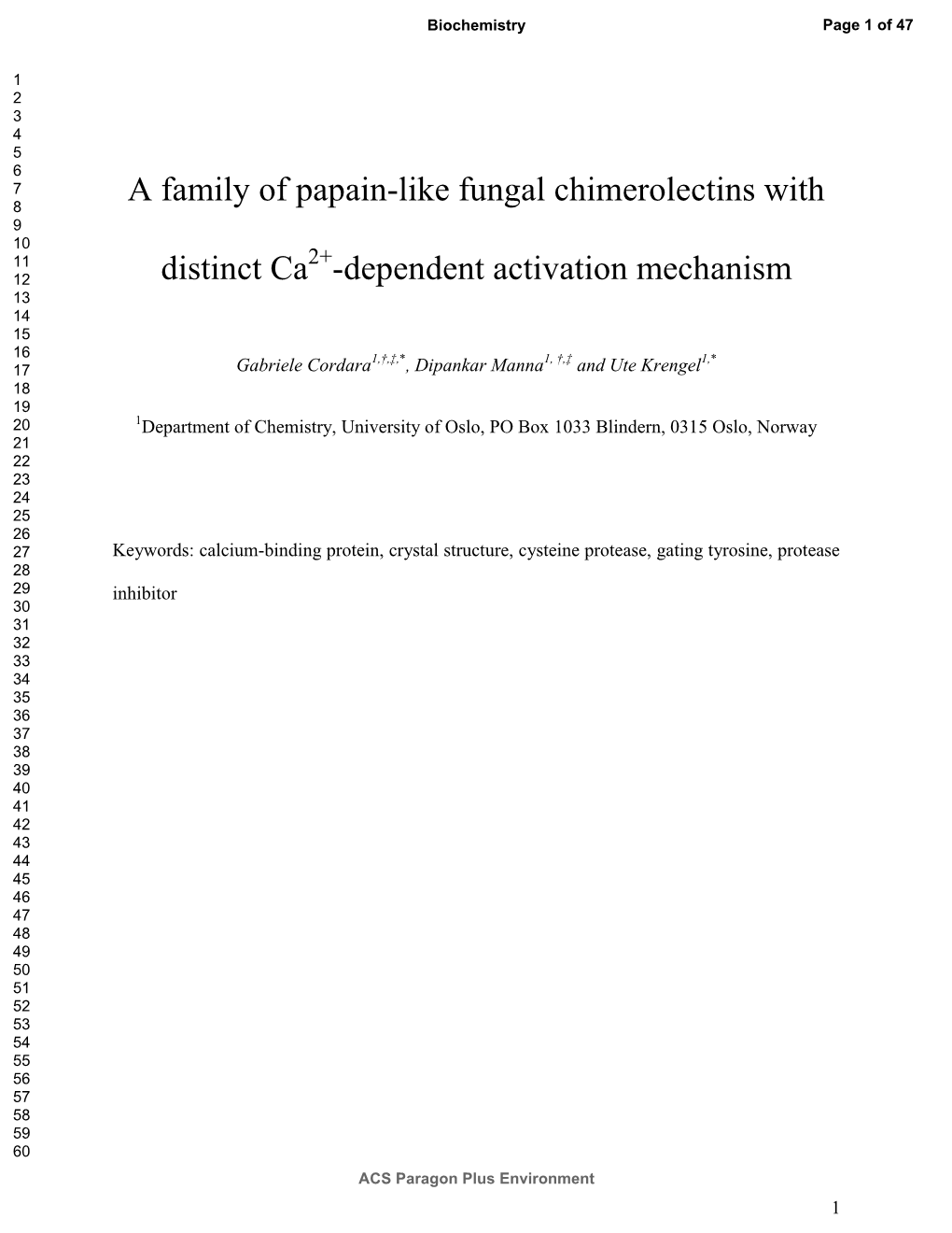 A Family of Papain-Like Fungal Chimerolectins with Distinct Ca