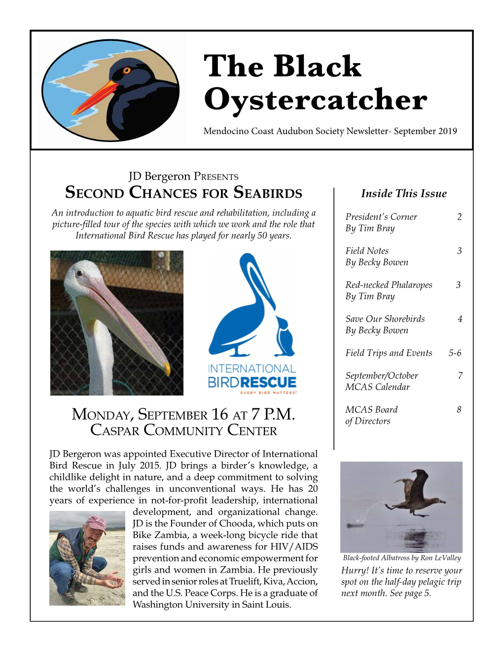 The Black Oystercatcher Mendocino Coast Audubon Society Newsletter- September 2019