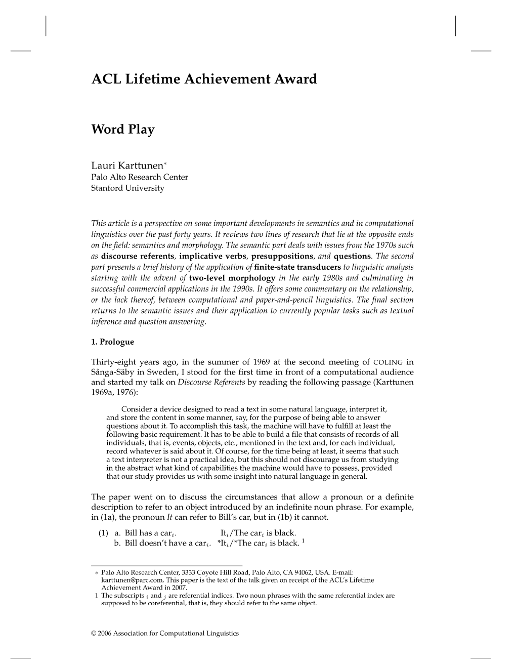 ACL Lifetime Achievement Award