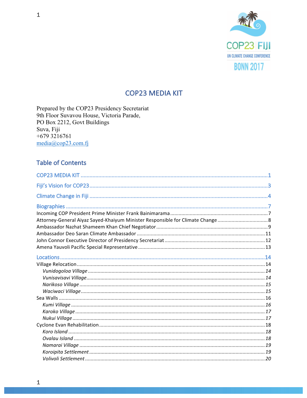 Cop23 Media Kit