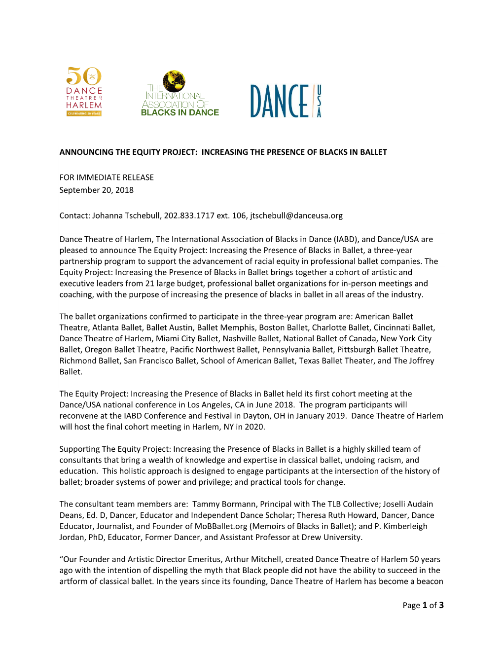 The Equity Project: Increasing the Presence of Blacks in Ballet