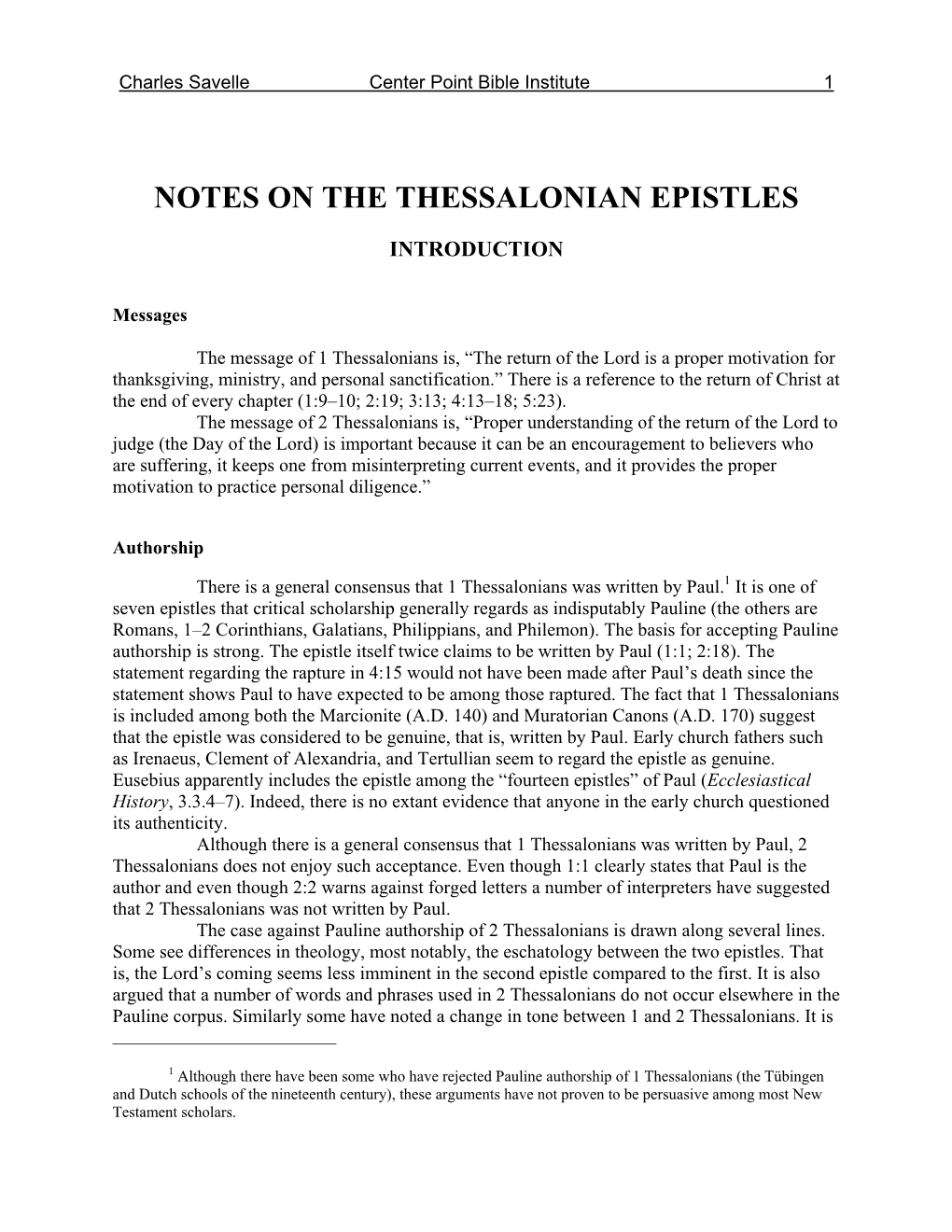 Notes on the Thessalonian Epistles