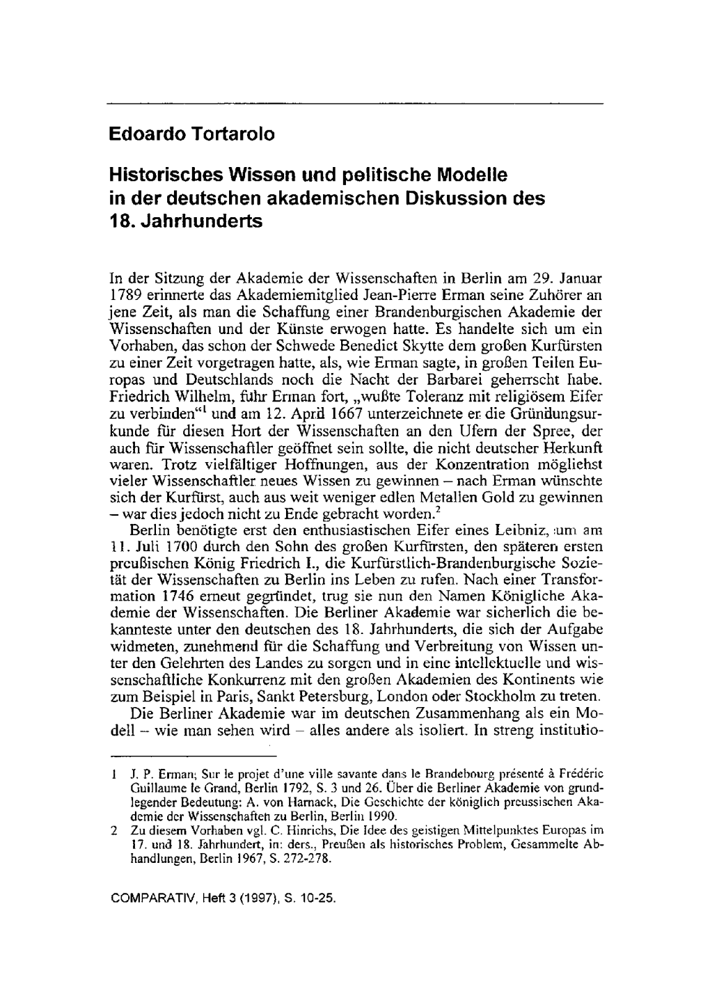 Edoardo Tortarolo Historisches Wissen Und Politische Modelle in Der Deutschen Akademischen Diskussion Des 18. Jahrhunderts