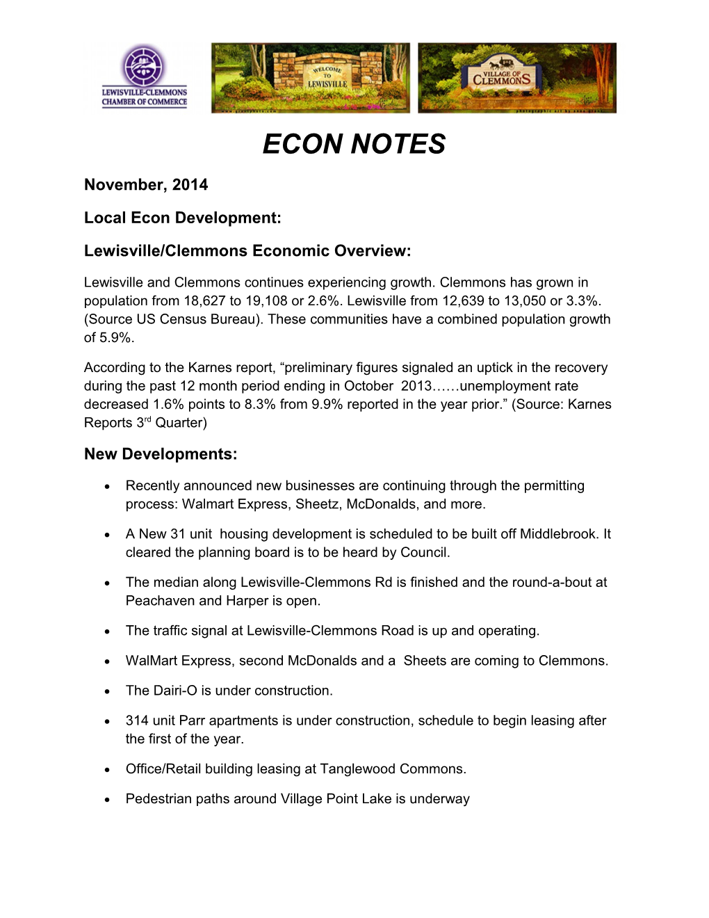 Lewisville/Clemmons Economic Overview